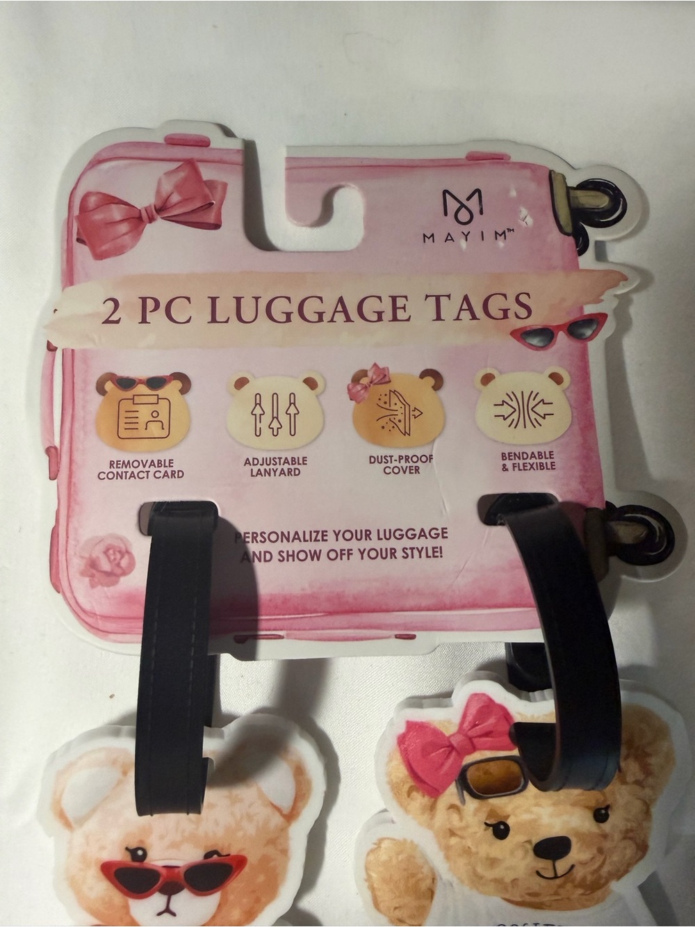 Teddy Bear Kids Luggage Tags/Bag Charm - 2 Pack by Mayim. NEW - Picture 4 of 4